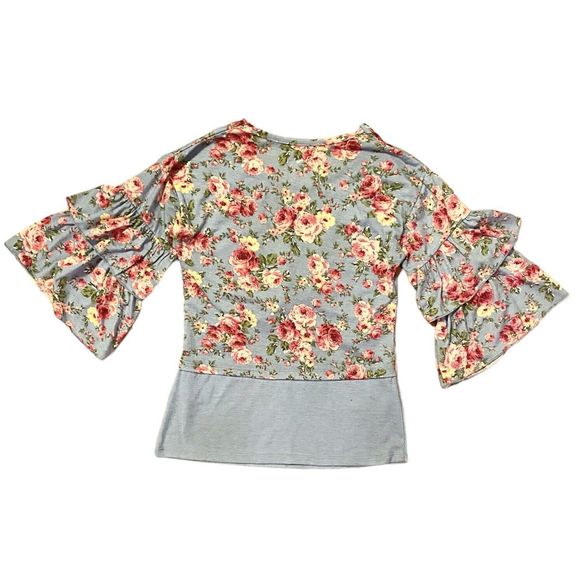 Star Ride Floral Top Girl’s 10 12 Purple Pink Flowers Boho Gypsy Hippie Roses - Picture 4 of 8